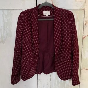 Burgundy Polkadot LOFT Blazer 2 for $30